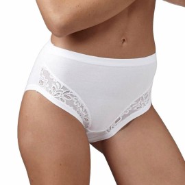 3 Slip donna Emy alte in cotone modal e pizzo con elastici tubolari comfort