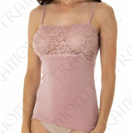 Canottiera donna Tramonte spalla stretta in micro modal balza pizzo