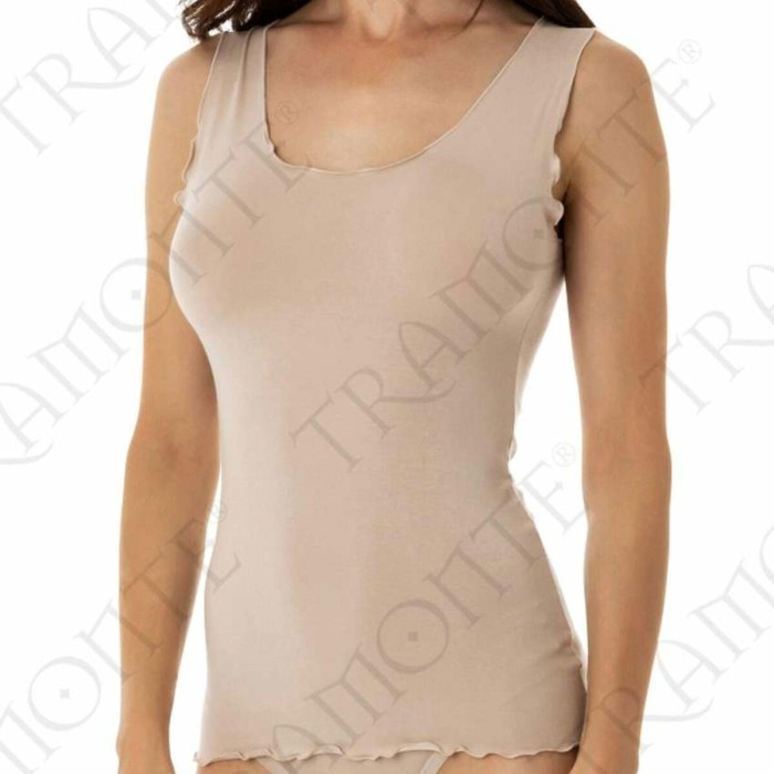 Canottiera donna Tramonte spalla larga in micro modal con profili arricciati