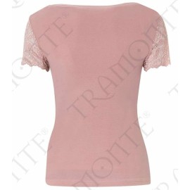 T-shirt donna Tramonte sottogiacca a manica corta in micromodal con pizzo 2