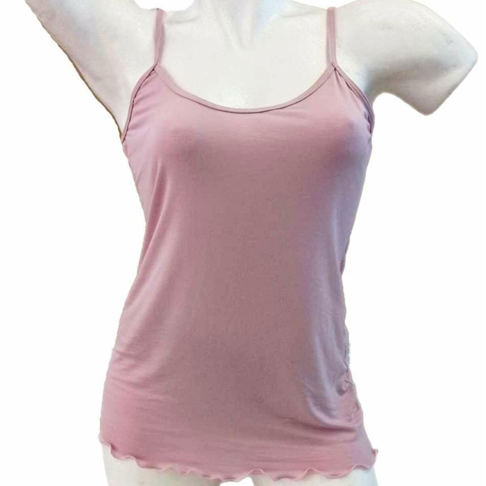 Canottiera donna Tramonte a spalla stretta in cotone modal e seta con bordi smerlati