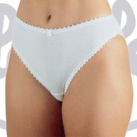 3 Slip donna Lajole sgambate in cotone elasticizzato a costina con fiocchetto