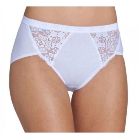 2 Slip da donna Sloggi Chic Midi in cotone elasticizzato con inserti in pizzo