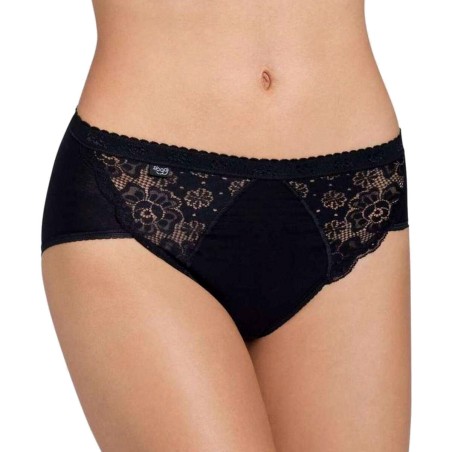 2 Slip da donna Sloggi Chic Midi in cotone elasticizzato con inserti in pizzo