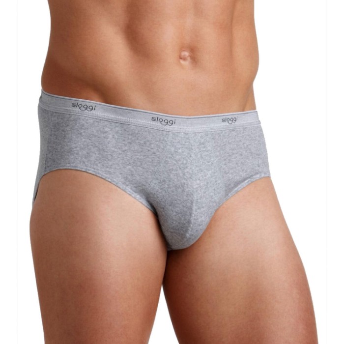 2 Slip da uomo Sloggi Basic Midi in morbido cotone elasticizzato con elastico loggato