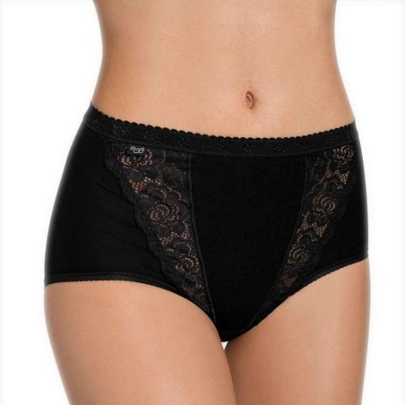 2 Slip da donna Sloggi Chic Maxi in cotone elasticizzato con inserti in pizzo