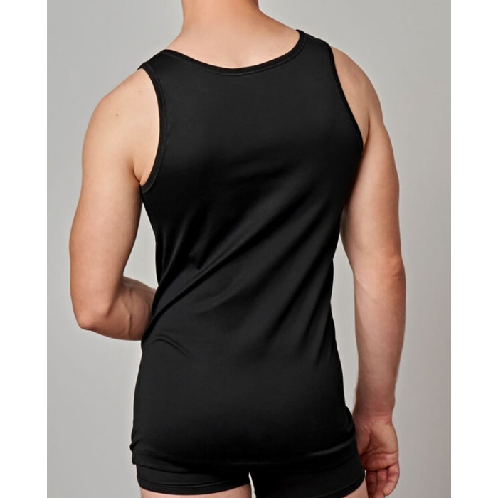 Canottiera uomo Gicipi a spalla larga in filoscozia con logo ricamato