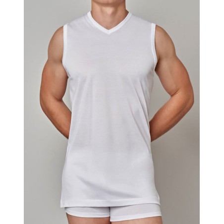 T-shirt uomo Gicipi senza maniche con scollo a V in leggero filoscozia
