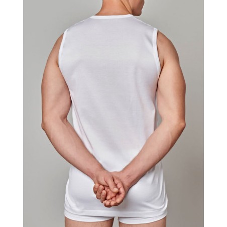 T-shirt uomo Gicipi senza maniche con scollo a V in leggero filoscozia