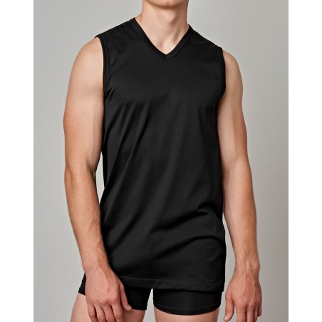 T-shirt uomo Gicipi senza maniche con scollo a V in leggero filoscozia