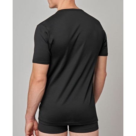 T-shirt uomo Gicipi manica corta a girocollo in filo scozia con logo su manica