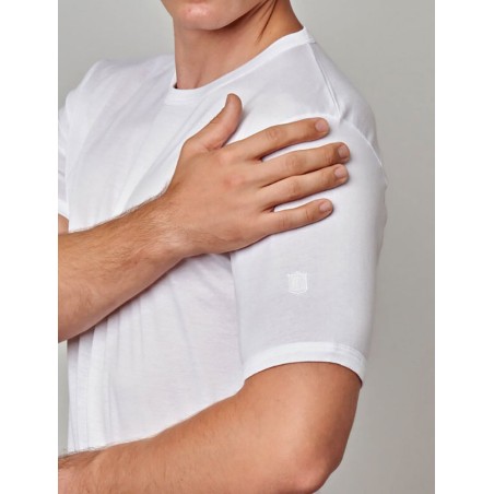 T-shirt uomo Gicipi manica corta a girocollo in filo scozia con logo su manica