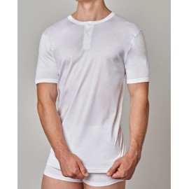 T-shirt maglia uomo Gicipi manica corta a serafino in morbido filoscozia