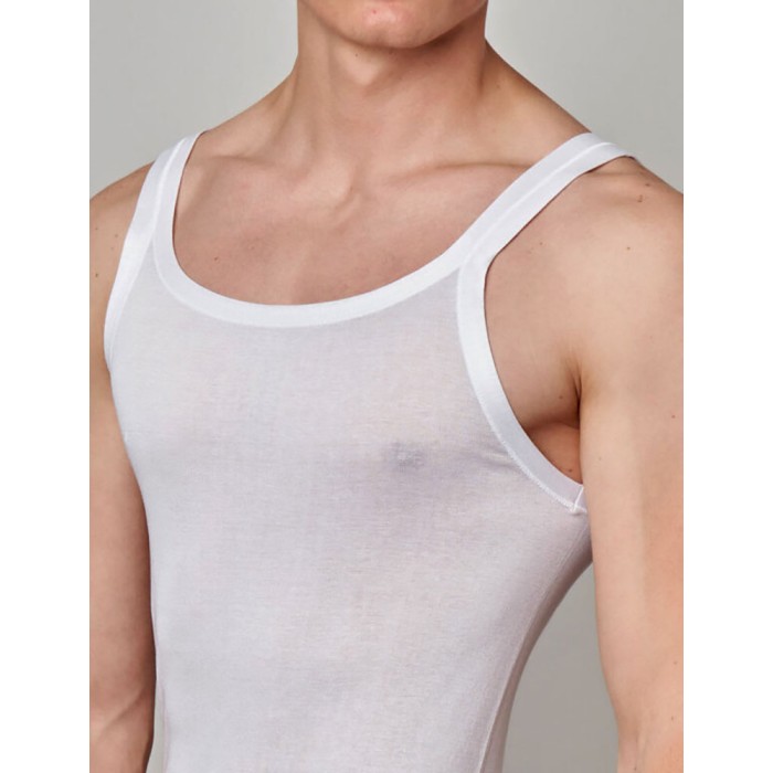 Canottiera uomo Gicipi a spalla stretta in fresco filoscozia aderente