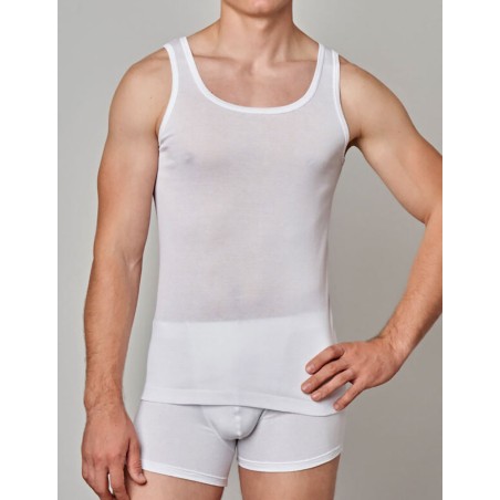 Canottiera uomo Gicipi a spalla larga in fresco filoscozia aderente