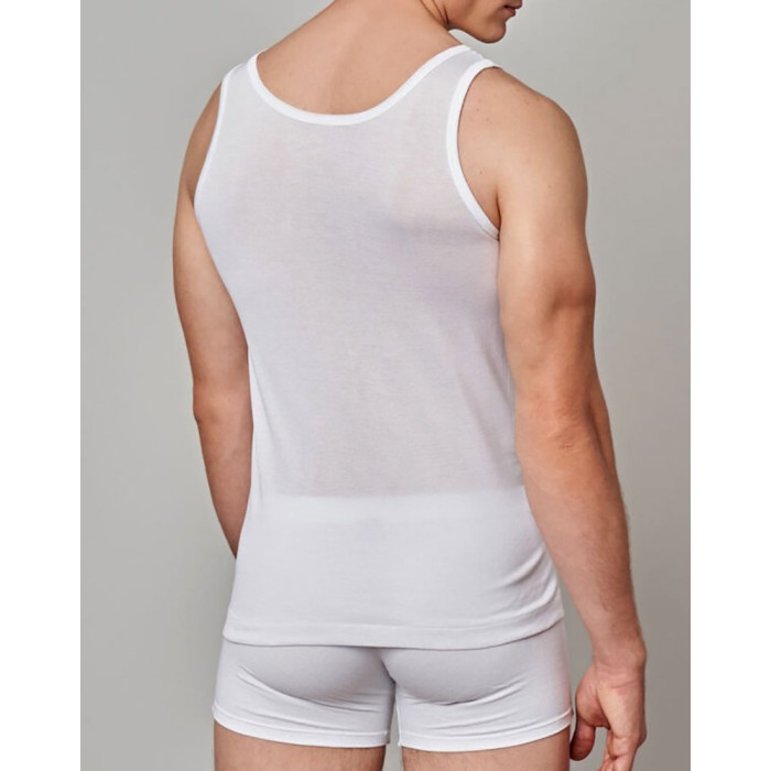 Canottiera uomo Gicipi a spalla larga in fresco filoscozia aderente