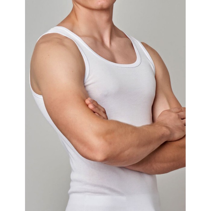 Canottiera uomo Gicipi a spalla larga in fresco filoscozia aderente