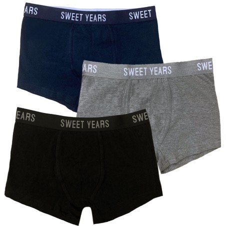 3 Boxer uomo Sweet Years in cotone elasticizzato con elastico esterno loggato