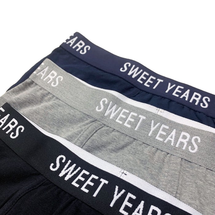 3 Boxer uomo Sweet Years in cotone elasticizzato con elastico esterno loggato