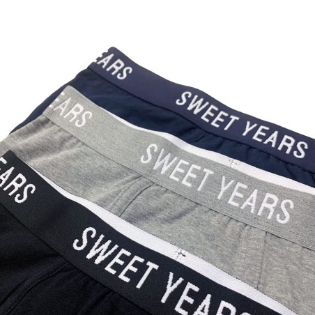 3 Boxer uomo Sweet Years in cotone elasticizzato con elastico esterno loggato