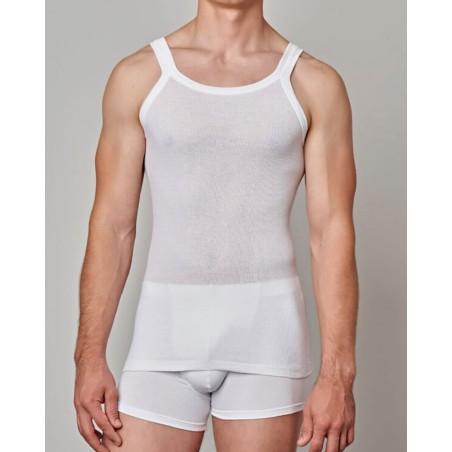 3 Canottiere uomo Gicipi a spalla stretta in cotone a costina 1/1 aderente