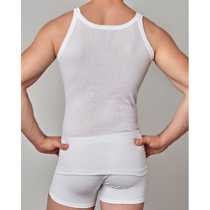 3 Canottiere uomo Gicipi a spalla stretta in cotone a costina 1/1 aderente