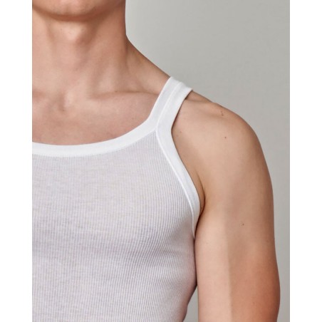 3 Canottiere uomo Gicipi a spalla stretta in cotone a costina 1/1 aderente