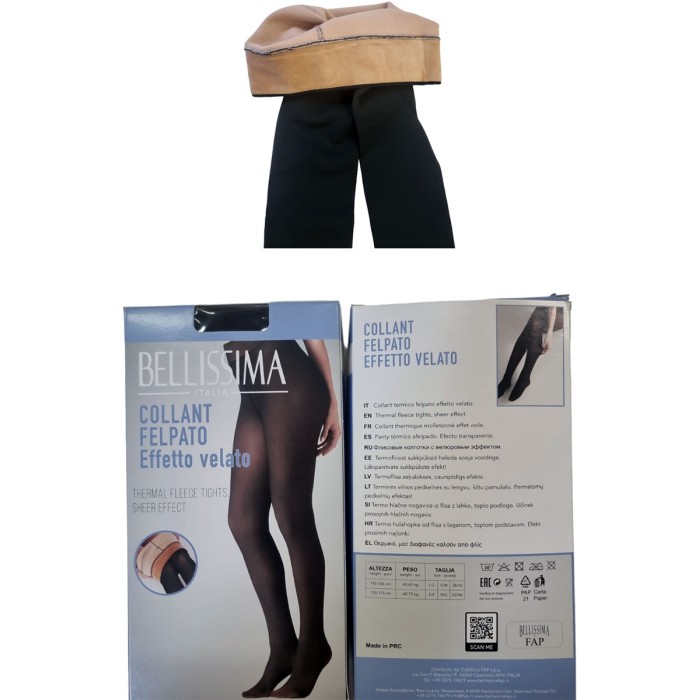 Collant donna Bellissima termico con interni in felpa ad effetto velato