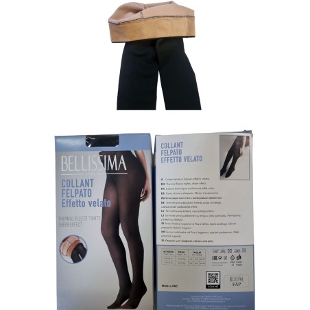 Collant donna Bellissima termico con interni in felpa ad effetto velato