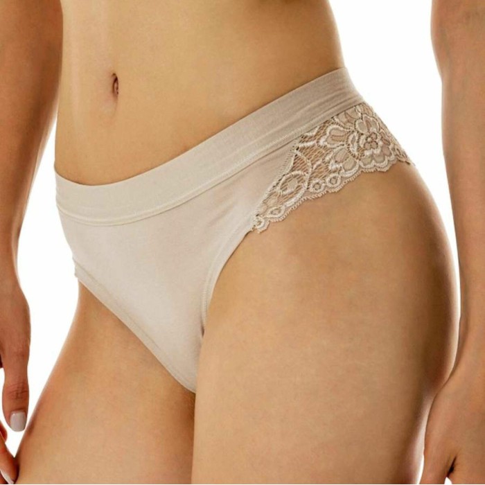 Slip brasiliana donna Tramonte in micro modal liscio davanti e tutto pizzo dietro