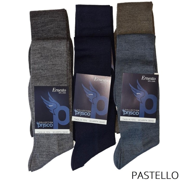 6 Paia di Calzettoni uomo Prisco lunghi in misto lana a costina