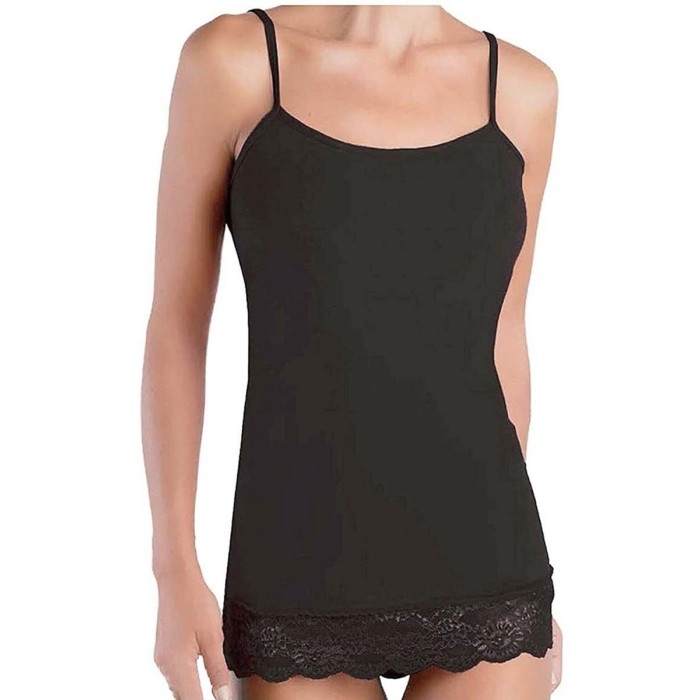 Canottiera donna Jadea a spalla stretta in cotone modal con orlo basso in pizzo