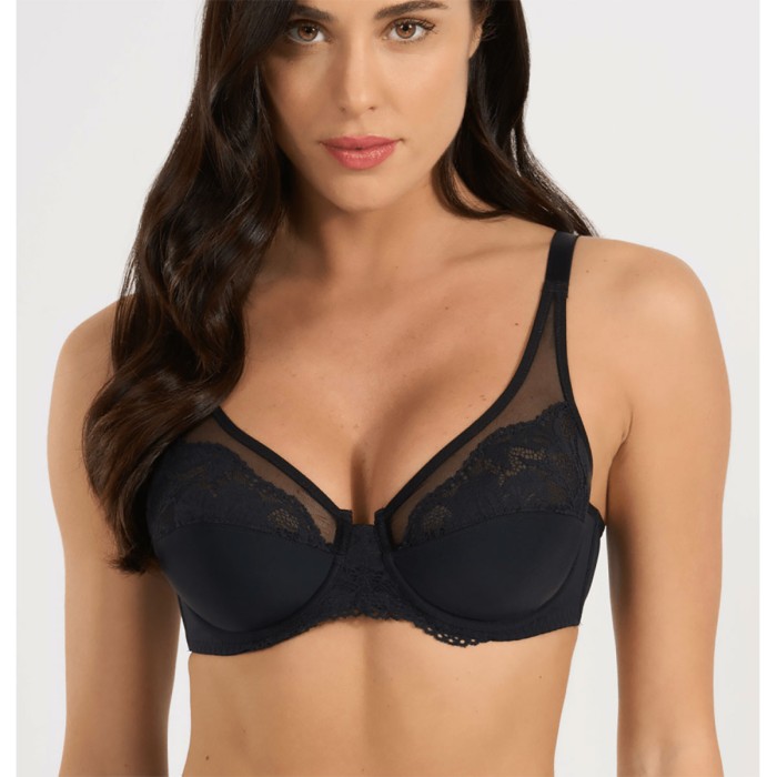 Reggiseno donna Spiman con ferretto non imbottito con inserti in pizzo e tulle