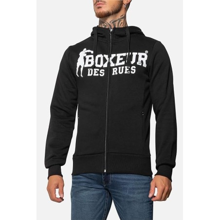 Felpa uomo Boxeur Des Rues aperta zip con stampa logo fronte retro