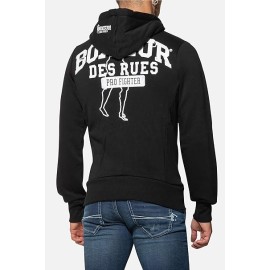 Felpa uomo Boxeur Des Rues aperta zip con stampa logo fronte retro 2