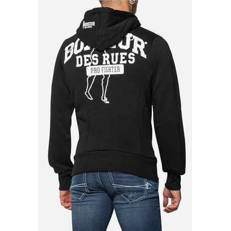 Felpa uomo Boxeur Des Rues aperta zip con stampa logo fronte retro