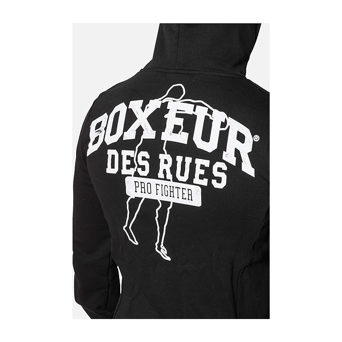 Felpa uomo Boxeur Des Rues aperta zip con stampa logo fronte retro