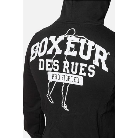 Felpa uomo Boxeur Des Rues aperta zip con stampa logo fronte retro