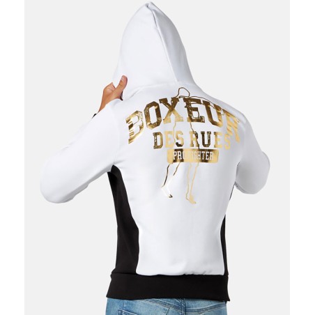 Felpa uomo Boxeur Des Rues aperta zip con stampa logo Oro fronte retro Felpa uomo Boxeur Des Rues aperta zip con stampa logo Oro fronte retro