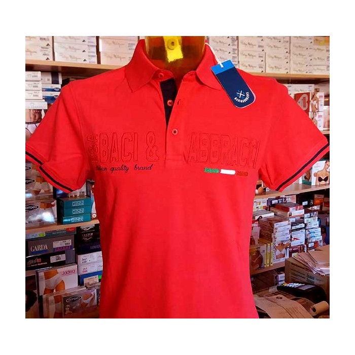 Polo uomo Baci & Abbracci con logo ricamato e stampa sul collo