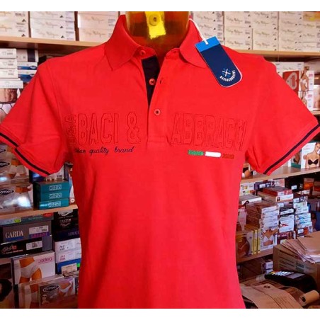 Polo uomo Baci & Abbracci con logo ricamato e stampa sul collo