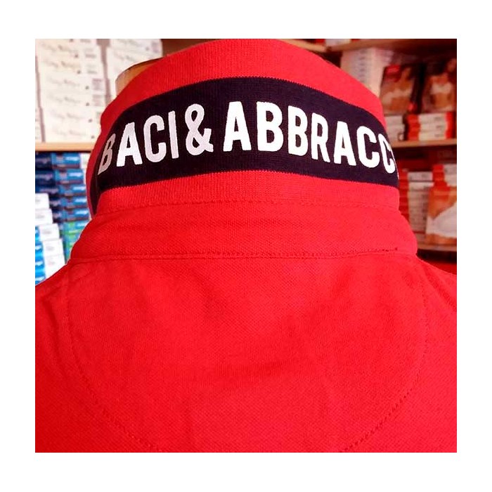 Polo uomo Baci & Abbracci con logo ricamato e stampa sul collo