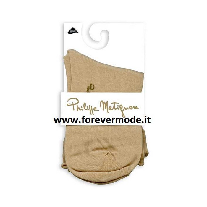 Calzino donna Matignon corto in cotone leggero con logo