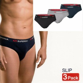 3 Slip uomo Superga in cotone elasticizzato con elastico esterno loggato