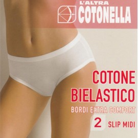 2 Slip da donna Cotonella midi in cotone elasticizzato con elastici tubolari
