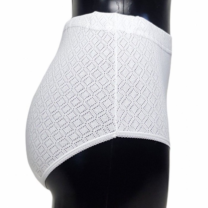 6 Slip culotte donna Effepi alte in puro cotone a maglia traforata