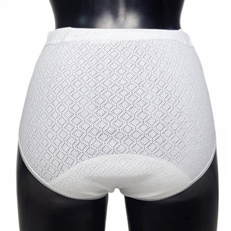 6 Slip culotte donna Effepi alte in puro cotone a maglia traforata