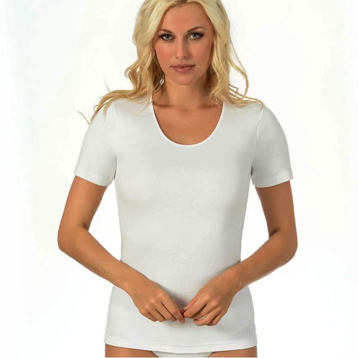 3 T-shirt donna Brianza Tessile a manica corta in caldo cotone invernale liscio
