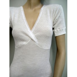 T-shirt donna Liabel manica corta in caldo misto lana con forma del seno 2