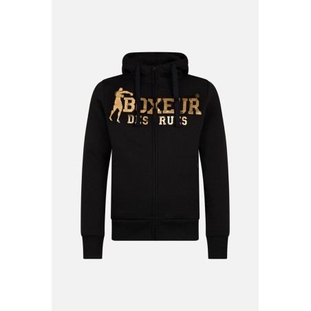 Felpa uomo Boxeur Des Rues aperta zip con stampa logo fronte retro